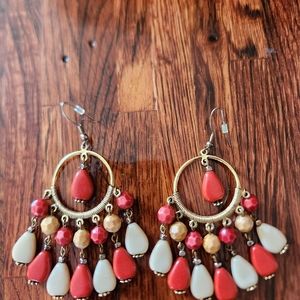 Dangling Orange Beaded Earrings